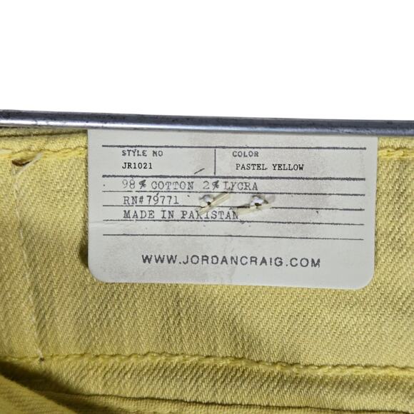 Jordan Craig Ross Fit Jeans 36x32 Yellow Distressed Skinny Taper Stretch Denim - Picture 12 of 13